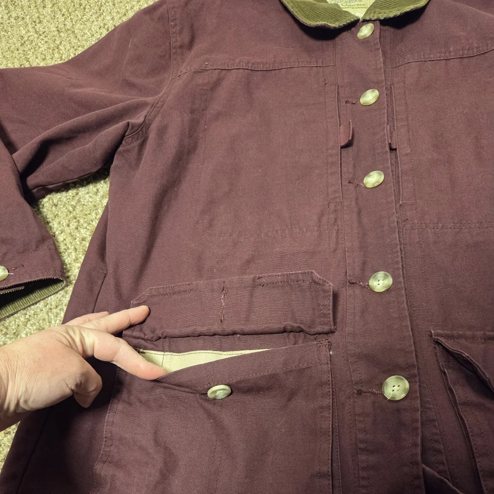 Cabela's Women's Canvas Chore Jacket Coat Corduroy Farm Barn Western Size XL Red - Picture 7 of 10